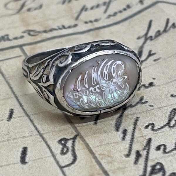 Sterling Silver Memento Mori Ring: Rib Cage Mother of Pearl Gothic Jewelry