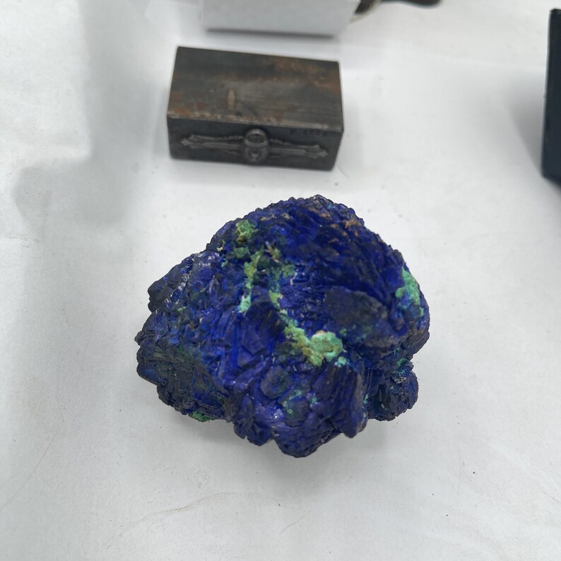 Vintage Azurite Malachite Crystal Rosette – Natural Gemstone Specimen image 9