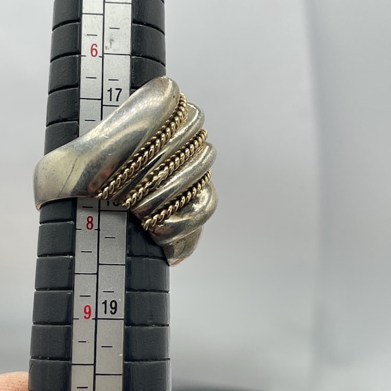 Solid sterling silver and gold statement Ring: La… - image 9
