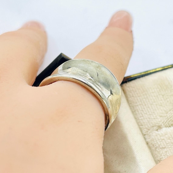 Gothic solid sterling silver wave ring in size 10 - image 3