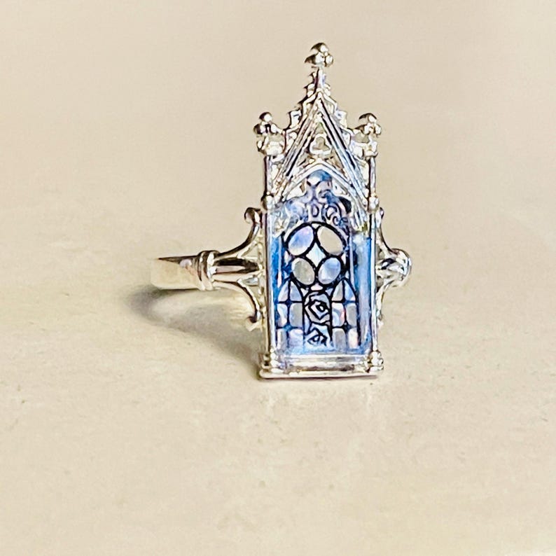 Window Ring Symbol Gothic Stained Glass Window Ring - Silver Cathedral Arch - Etsy