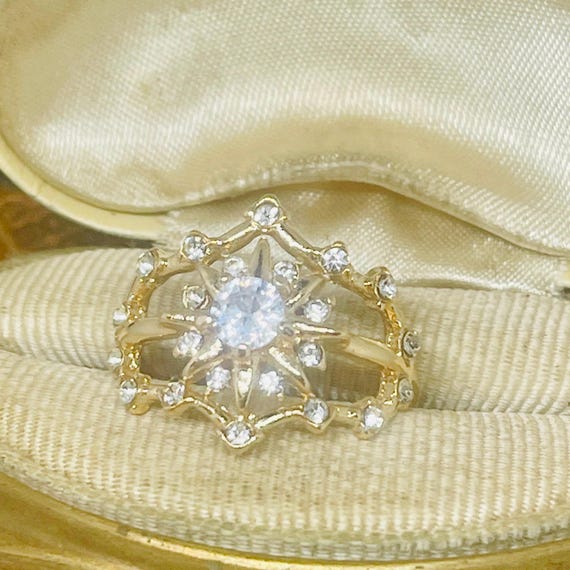 Vintage Star Ring: 18k Yellow Gold Filled Stateme… - image 4
