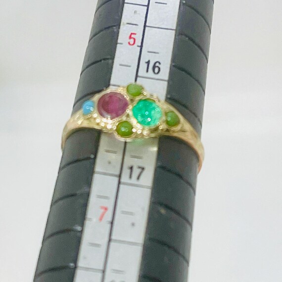 Vintage 14k Yellow Gold Emerald Ruby Ring - Size 6 - image 5
