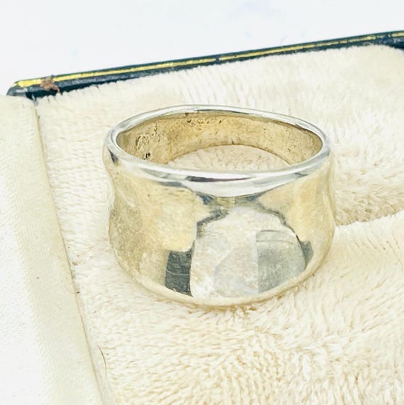 Gothic solid sterling silver wave ring in size 10 - image 2
