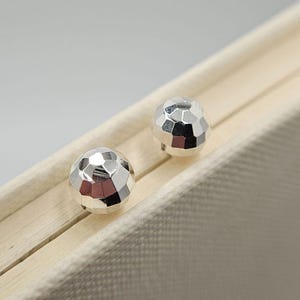 Sterling Silver Faceted Disco Ball Stud Earrings | 4mm, 5mm, 7mm, 10mm