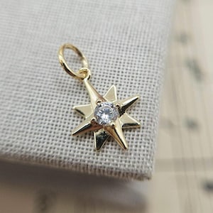 Small Micro 9ct Yellow Gold Star Charm with CZ