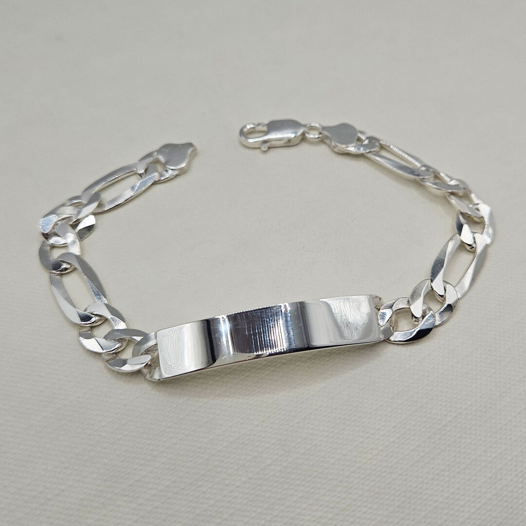 thumbnail image 2 of 925 Sterling Silver Figaro ID Identity Bracelet – Adult & Child Sizes 2 of 4
