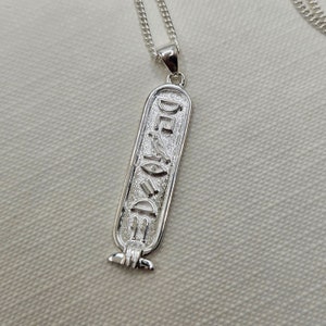Sterling Silver Hieroglyphics Cartouche Pendant Necklace