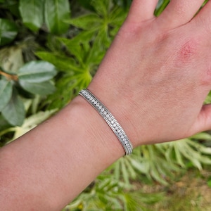 Ladies Sterling Silver Rhodium Plated CZ Snake Chain Tennis Bracelet 19cm / 7.5 inch