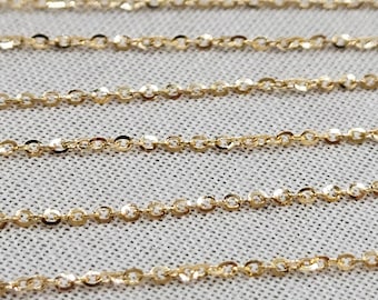 Dainty Adjustable 9ct Yellow Gold 1.2mm Faceted Trace Chain | 16-18 inch
