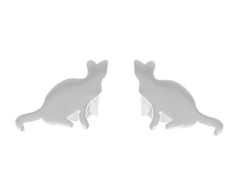 Sterling Silver Cat Stud Earrings