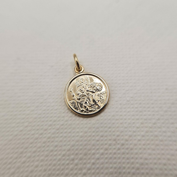 Micro 9ct Yellow Gold St Christopher Charm with Hallmark