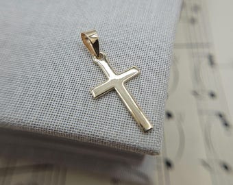 9ct Yellow Gold Tiny 8mm Cross Pendant - 8mm X 12mm - UK Hallmarked - Brand New