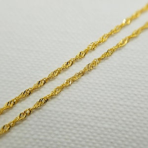 Collier chaîne gourmette torsadée Singapour de 1,2 mm en or jaune 9 carats super fin | 16 18 20 pouces