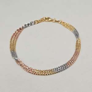 Damen Sterling Silber & vergoldet 3-Ton Daisy Kette Armband, 7,5 cm