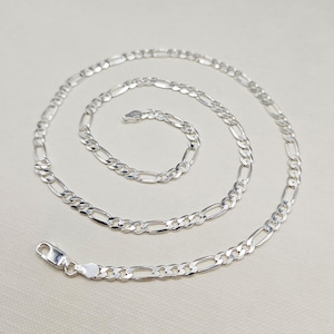 Sterling Silver 3.5mm Flat Figaro Chain Necklace | 16-24 inch