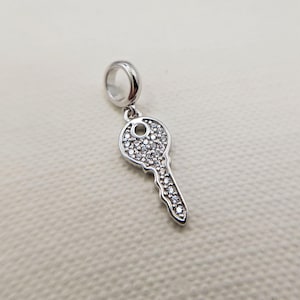 Sterling Silver & Cubic Zirconia Key Charm Pendant