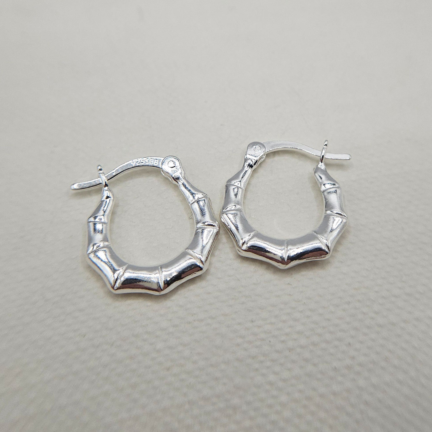 Very Small Sterling Silver 'bamboo' Creole Hoop Earrings - Etsy