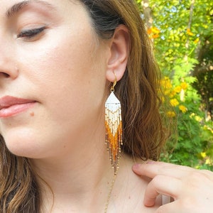 Miyuki Fringe Earrings, Beaded Fringe Earrings