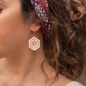Geometric Miyuki Earrings, Beaded Miyuki Earrings, Dangle Earrings