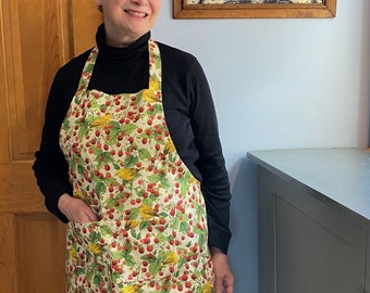 Birds & Berries Apron: Yellow Warblers and Wild Strawberries--Limited Edition Fabric