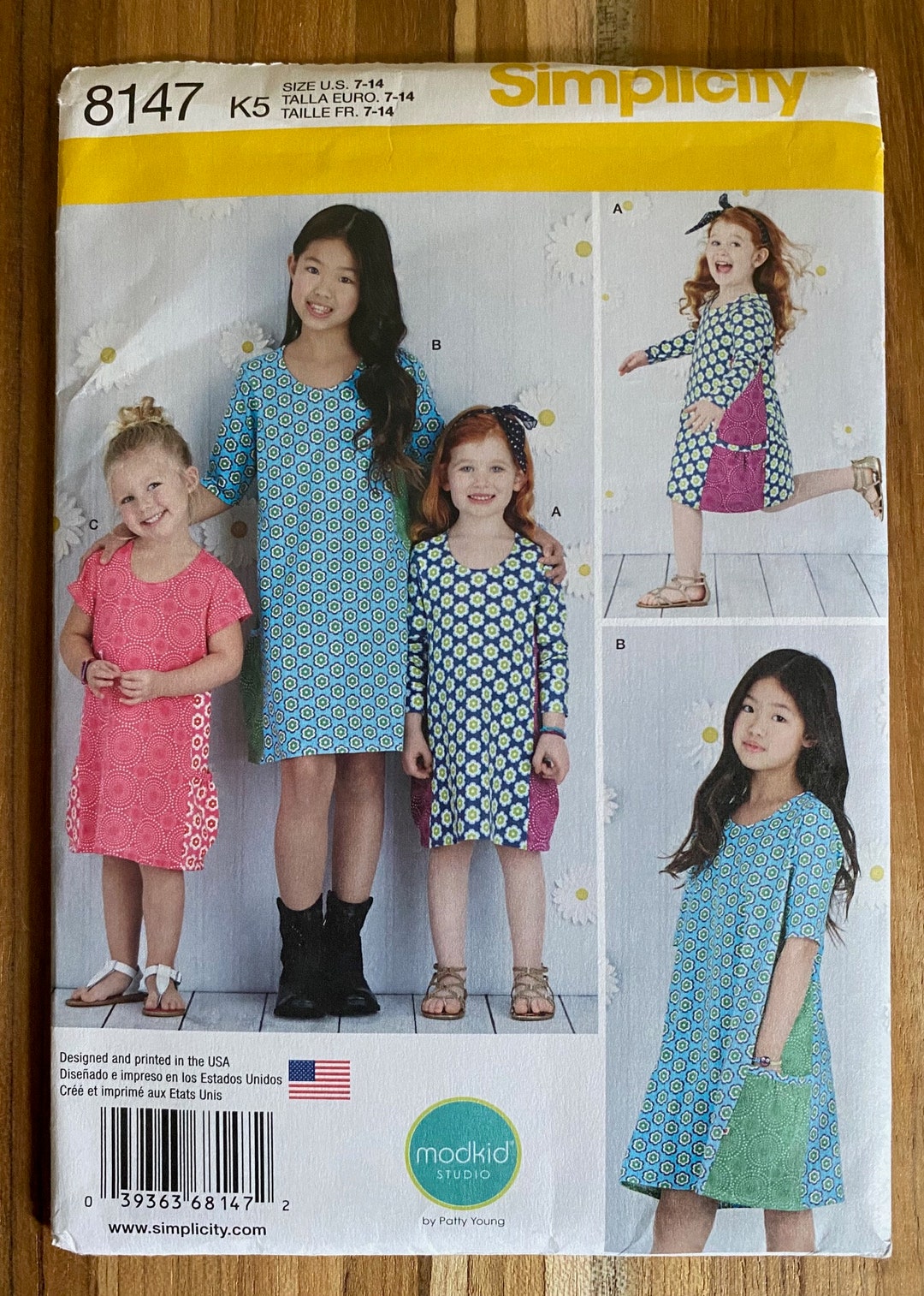 Simplicity Girls Dress Sewing Pattern 8147: Knit Fabric, Sizes 7-14 - Etsy