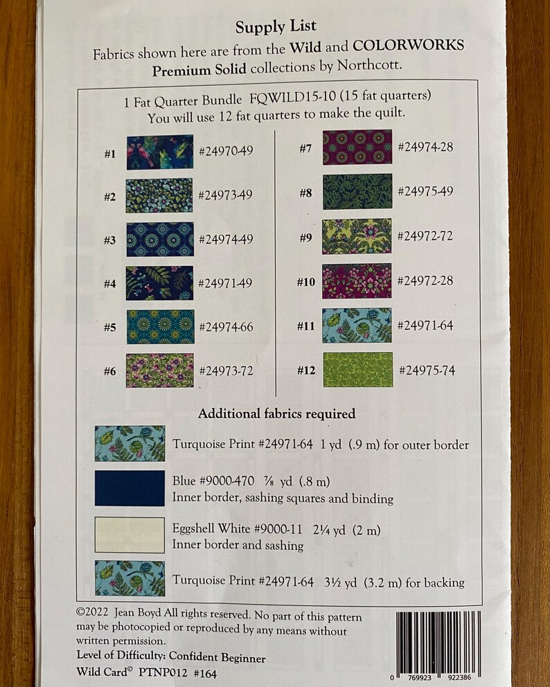 Color Works Quilt Pattern WILD CARD Beginner Quilt Pattern: Fat Quarter Friendly (56x68) - Etsy