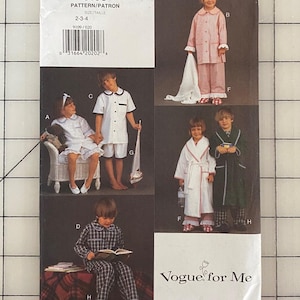 Vintage 1994 Vogue for Me #9109 Pajama Pattern- Sizes 2,3,4-Child&#39;s Top, Shorts, Pants & Robe-Uncut Factory Folded Sewing Pattern