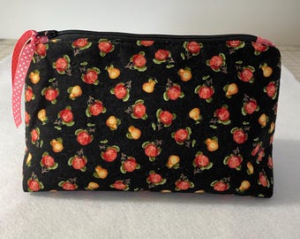 Handmade Fruit Print Cosmetic Bag – Cotton Travel Organizer