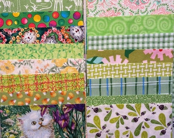 Green Cotton Fabric Squares: 5-inch Quilting Patchwork, 40-Piece Set