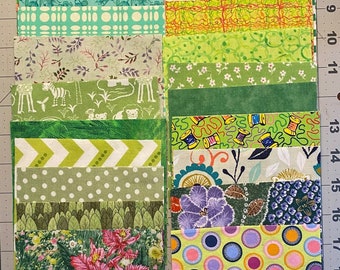 Green Cotton Fabric Squares: 5 Inch Quilting Patchwork, 40 Pieces