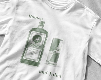 Jagerbomb Romeo e Giulietta T-shirt da bere, T-shirt da bere divertente, Camicia divertente, Camicia meme divertente, Camicia da bere birra, Camicia Jagermeister