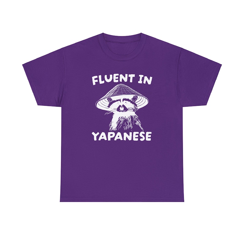 Fluent in Yapanese Shirt, Unisex Tee, Meme T Shirt, Funny T Shirt, Vintage Drawing T Shirt, Racoon Shirt, Animal Shirt, Sarcastic T Shirt zdjęcie 7