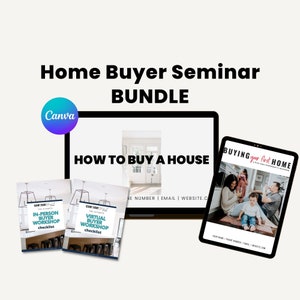 PAQUETE de taller para compradores de vivienda / Paquete de seminario para compradores de vivienda por primera vez / Plantillas de Canva para agentes inmobiliarios