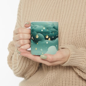 Beautiful Rain Shower Inspired Mug - Relaxing Design - Perfect Gift Idea for Him or Her - 11oz