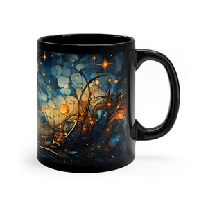 Beautiful Starry Night 11oz Mug, Great Gift Idea, Star Lover, Astronomy, Galaxy, Abstract Art, Stars, Moon