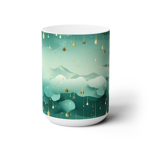 Beautiful Rain Shower Inspired Mug - Relaxing Design - Perfect Gift Idea for Him or Her