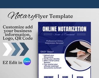 Professional Notary Flyer Template | Notary Marketing | Notary Business | Remote Online Notary | Customized Flyer | Digital Download