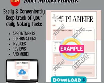 Notary Planner | Daily Planner | Daily Notary Planner | Notary Tools | Notary Essentials | loan Signing Agent