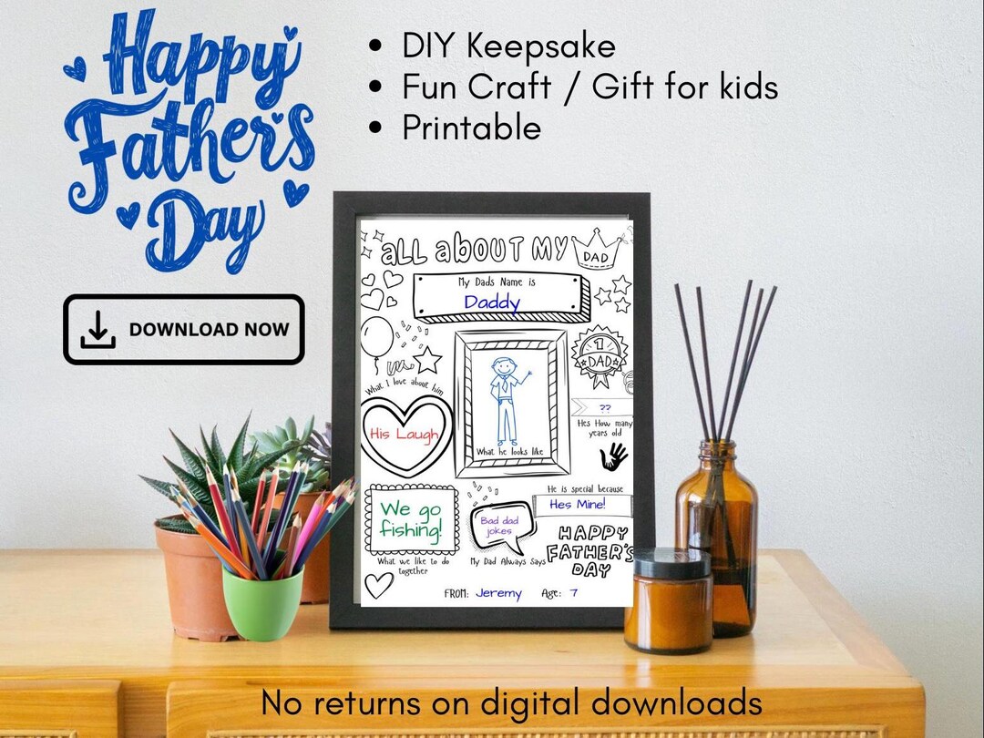 Fathers Day DIY Printable Coloring Sheet Gift From Kids All About My ...