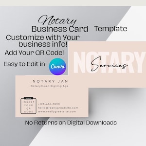 Plantilla de tarjeta de presentación para notario / Tarjeta de presentación / Marketing para notarios / Plantilla de marketing / Plantilla para notario / Código QR / Tarjeta de presentación editable