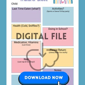 Child Transfer Form | Co-parenting Form | Parent Communication Log ...