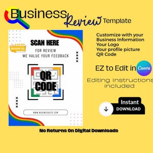 Google Business Review Template | QR Code | Easy to Edit Template | Business Flyer | Review Collection