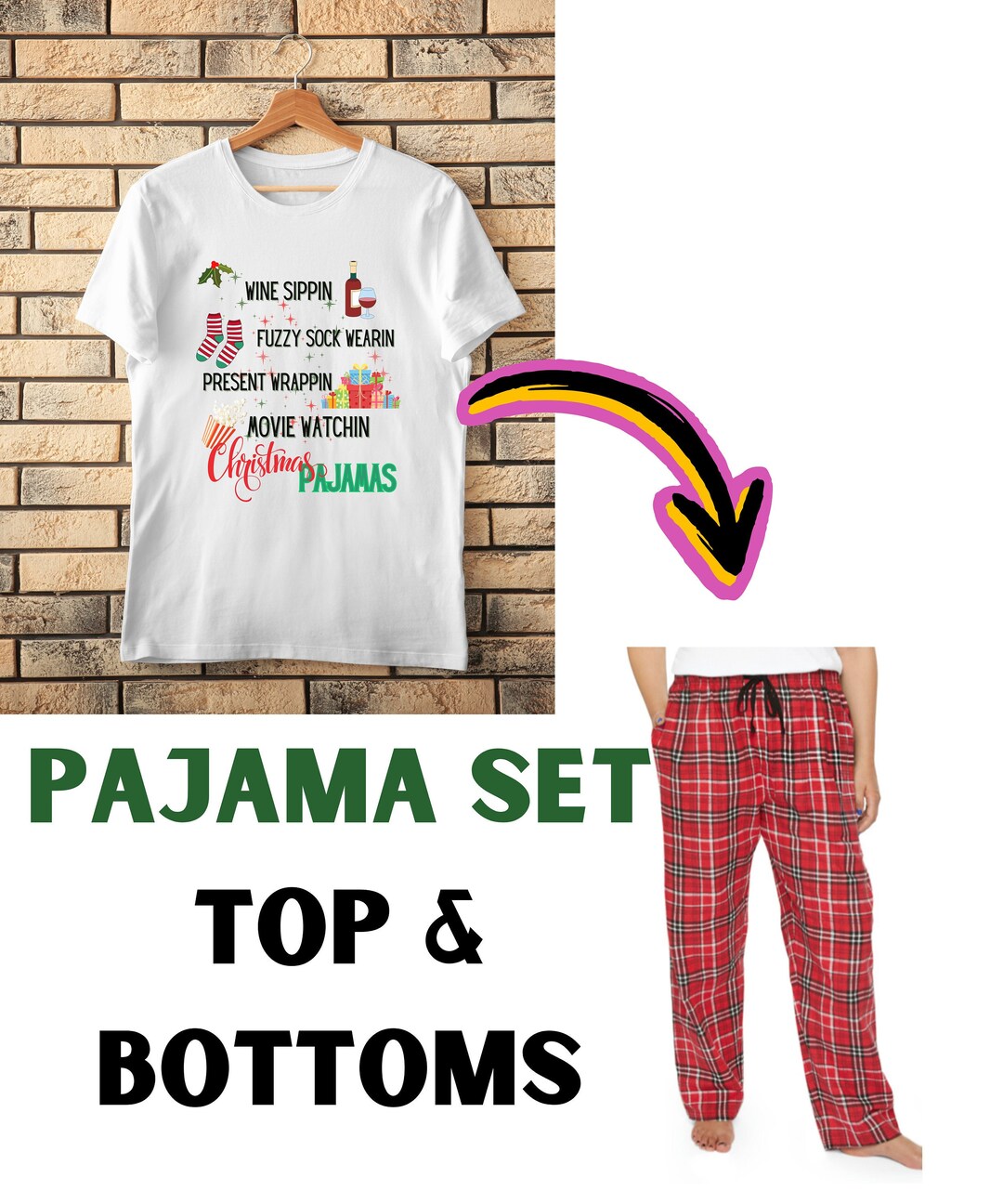 Christmas Pajama Set Funny Christmas Pajamas Xmas Pj Etsy