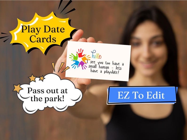Kids Contact Cards | Playdate Cards | Parent Business Cards | Play Date ...