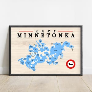 Lake Minnetonka Map Poster: Minnesota Cabin Wall Art
