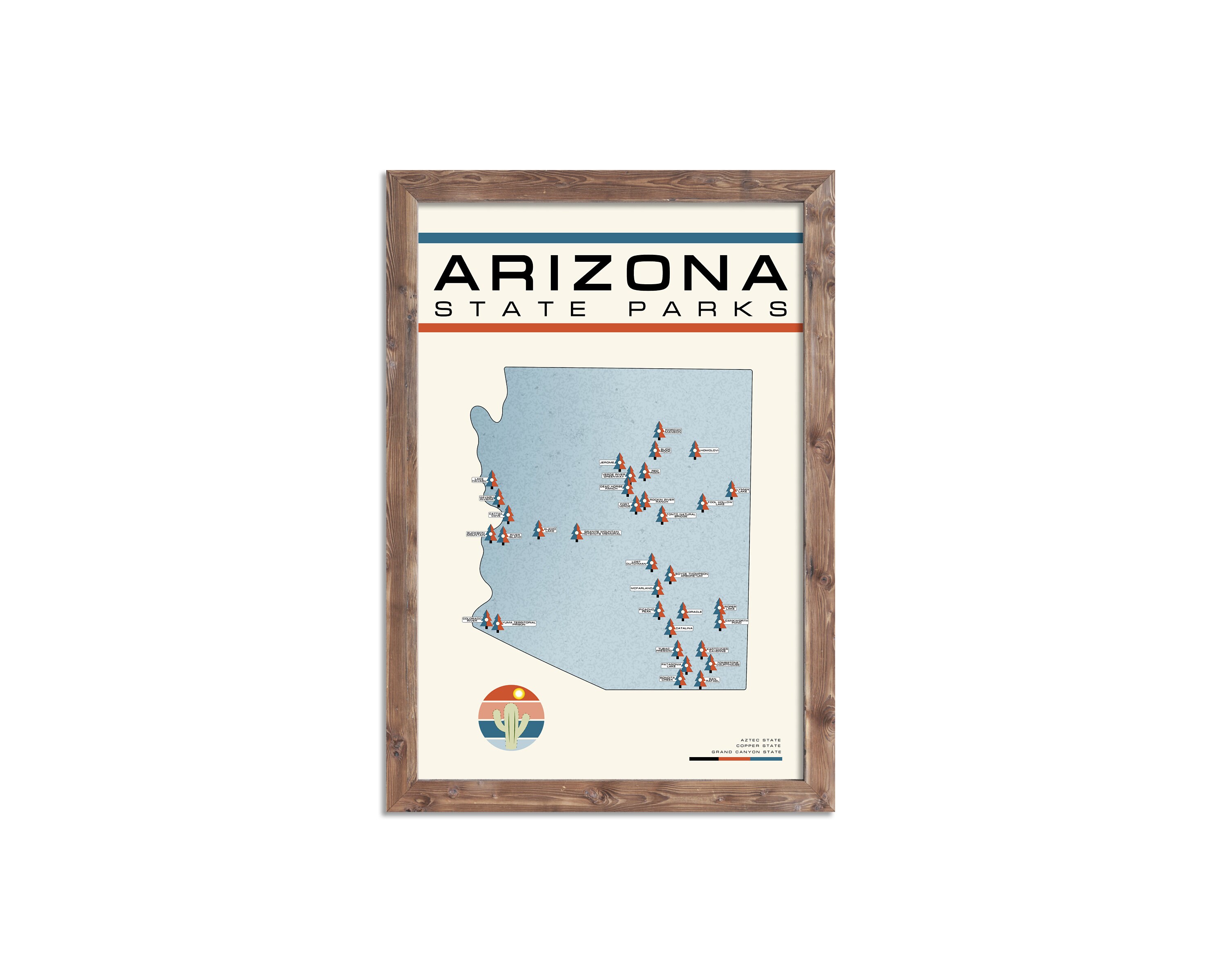 Arizona State Park Map Arizona State Park Checklist Arizona - Etsy