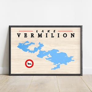 Lake Vermilion MN Map Poster: Nautical Lake House Decor