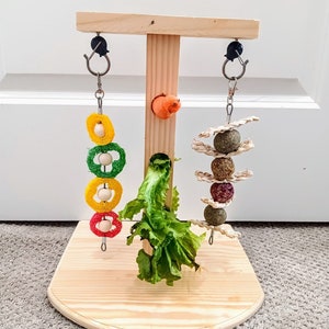 Vegetable Stand with 3 Holes and 2  Hooks for Hanging Treat. Rabbit Treat, Chinchilla Treat, Hamster Treat, Guinea Pig and Small Animal