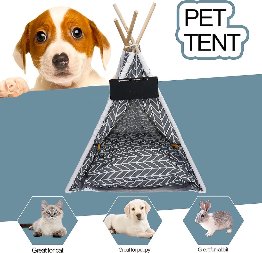 Pet Teepee With Removable Washable Cushion Easy Assemble for Small Dogs